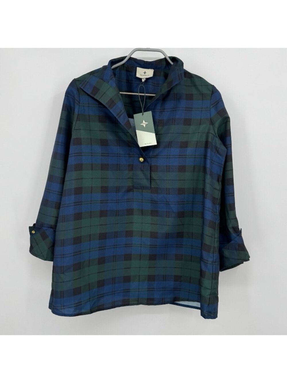 Tuckernuck Blackwatch Celine Top size S Small NWT Green Blue Plaid Oversized Top